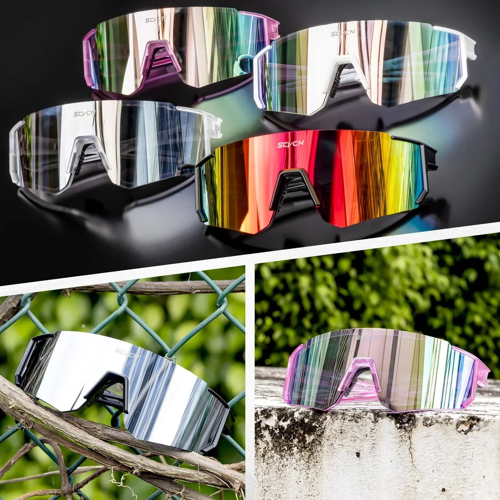 SCVCN Sport Sunglasses for Men and Women – Cycling, MTB, Biking, Camping, Golf, Baseball, Y2K Fashion, UV400, Street Style